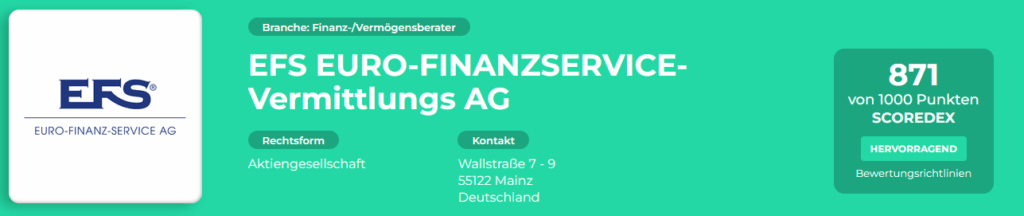 EFS AG - Scoredex Bewertung