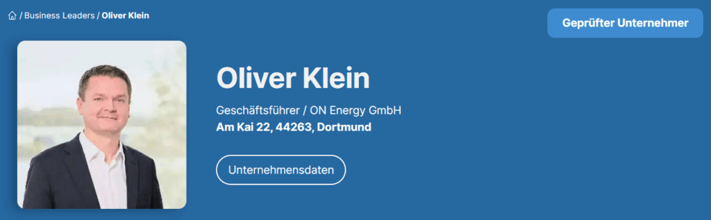 Dr. Oliver Klein - Geschäftsführer / ON Energy GmbH (Business-Leaders)

